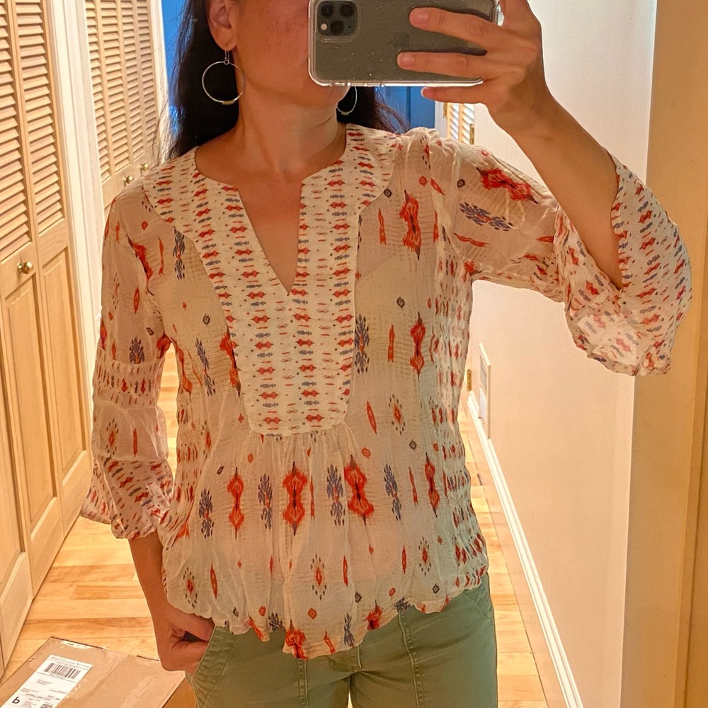 Lucky brand gauzy prairie top size S